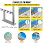 VEVOR Pool Rail 54x36" Pool Railing 304 Stainless Steel 250LBS Load Capacity Silver Rustproof Pool Handrail Humanized Swimming Pool Handrail with Blue Grip Cover & M8 Drill Bit & Self-taping Screws