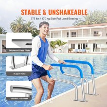 Pool Handrail 32 x 23 inch Stainless Steel with Base Plate for Spas