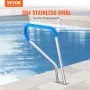 VEVOR Pool Handrail, 39 x 32 inch Railing, Stainless Steel with Base Plate for Indoor/Outdoor Pools, Safety Railing for Decks, Rust-Proof Grab Bar w/Grip Cover & Accessories for Spas