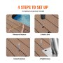 VEVOR Pool Handrail, 39 x 32 inch Railing, Stainless Steel with Base Plate for Indoor/Outdoor Pools, Safety Railing for Decks, Rust-Proof Grab Bar w/Grip Cover & Accessories for Spas