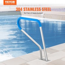 Pool Handrail 39 x 32 inch Stainless Steel with Base Plate for Spas