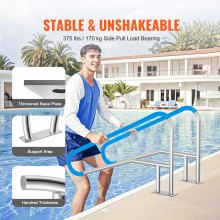 VEVOR Pool Handrail 55 x 32 inch Stainless Steel with Base Plate for Spas