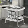 VEVOR Stainless Steel Prep Table, 36 x 24 x 35 Inch, 440lbs Load Capacity Heavy Duty Metal Worktable with Backsplash Adjustable Undershelf & 4 Casters, Commercial Workstation for Kitchen Restaurant