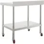 VEVOR Stainless Steel Prep Table, 36 x 24 x 35 Inch, 440lbs Load Capacity Heavy Duty Metal Worktable with Backsplash Adjustable Undershelf & 4 Casters, Commercial Workstation for Kitchen Restaurant