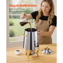 Stainless Steel Hot Tea & Cold Drink Dispenser 3.4 Gal Beverage Dispenser