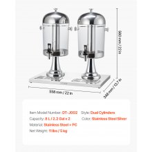 Drink Dispenser 2.1 Gal x 2 Beverage Dispenser for Party with Spigot Tray