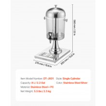 Drink Dispenser 2.1 Gal Beverage Dispenser for Parties with Spigot Tray