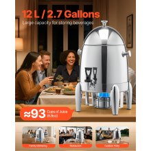 Stainless Steel Hot Tea & Cold Drink Dispenser 2.7 Gal Beverage Dispenser