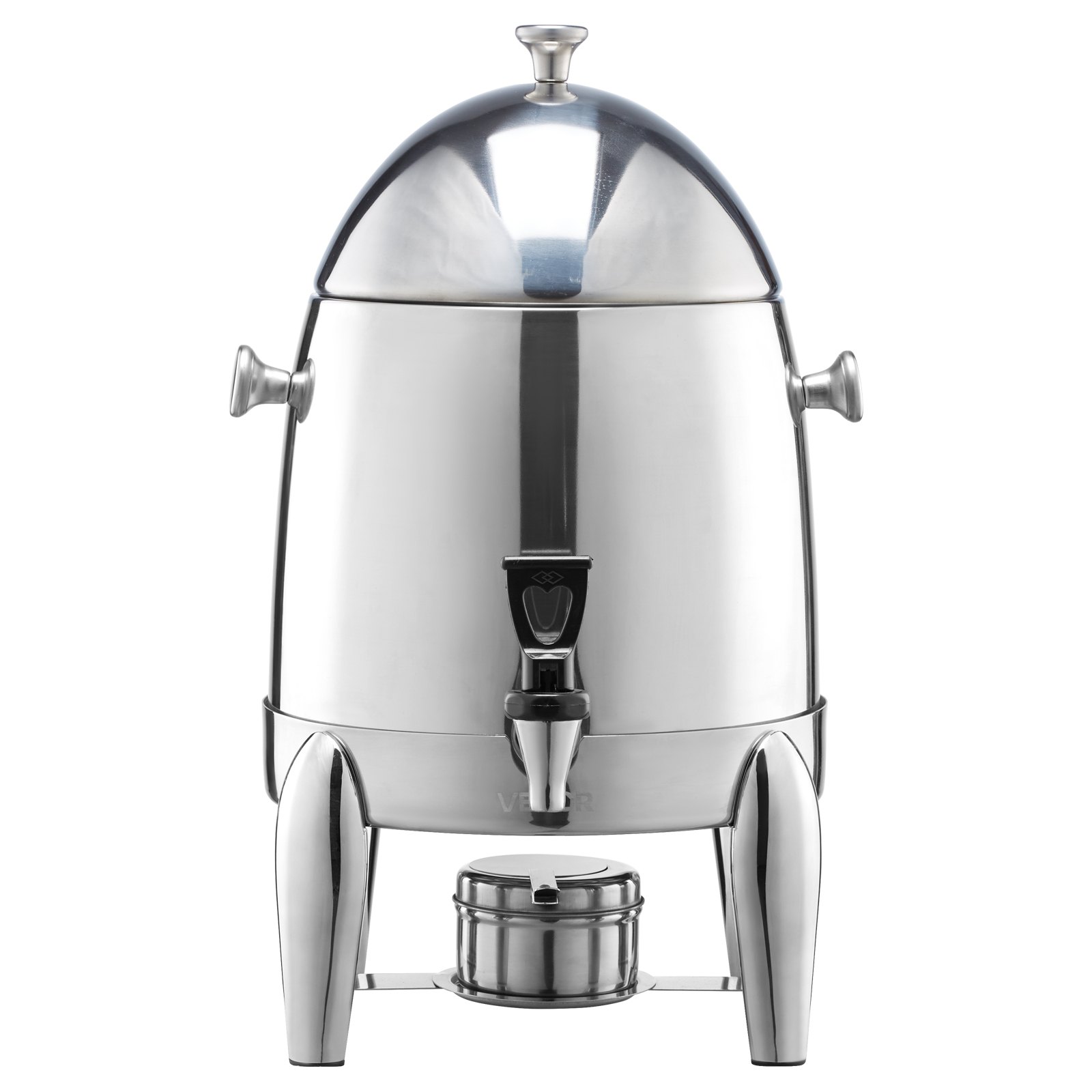VEVOR Stainless Steel Beverage Dispenser, 2.7 Gallon Drink Dispenser  with Alcohol Burner, Hot & Cold Drink Dispensers for Coffee Tea Hot Water, with Spigot Ice Tube, for Restaurants, Hotels, Parties