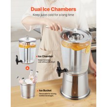 Drink Dispenser 2.1 Gal Beverage Dispenser for Parties with Spigot Ice Chamber