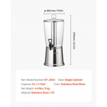 Drink Dispenser 2.1 Gal Beverage Dispenser for Parties with Spigot Ice Chamber
