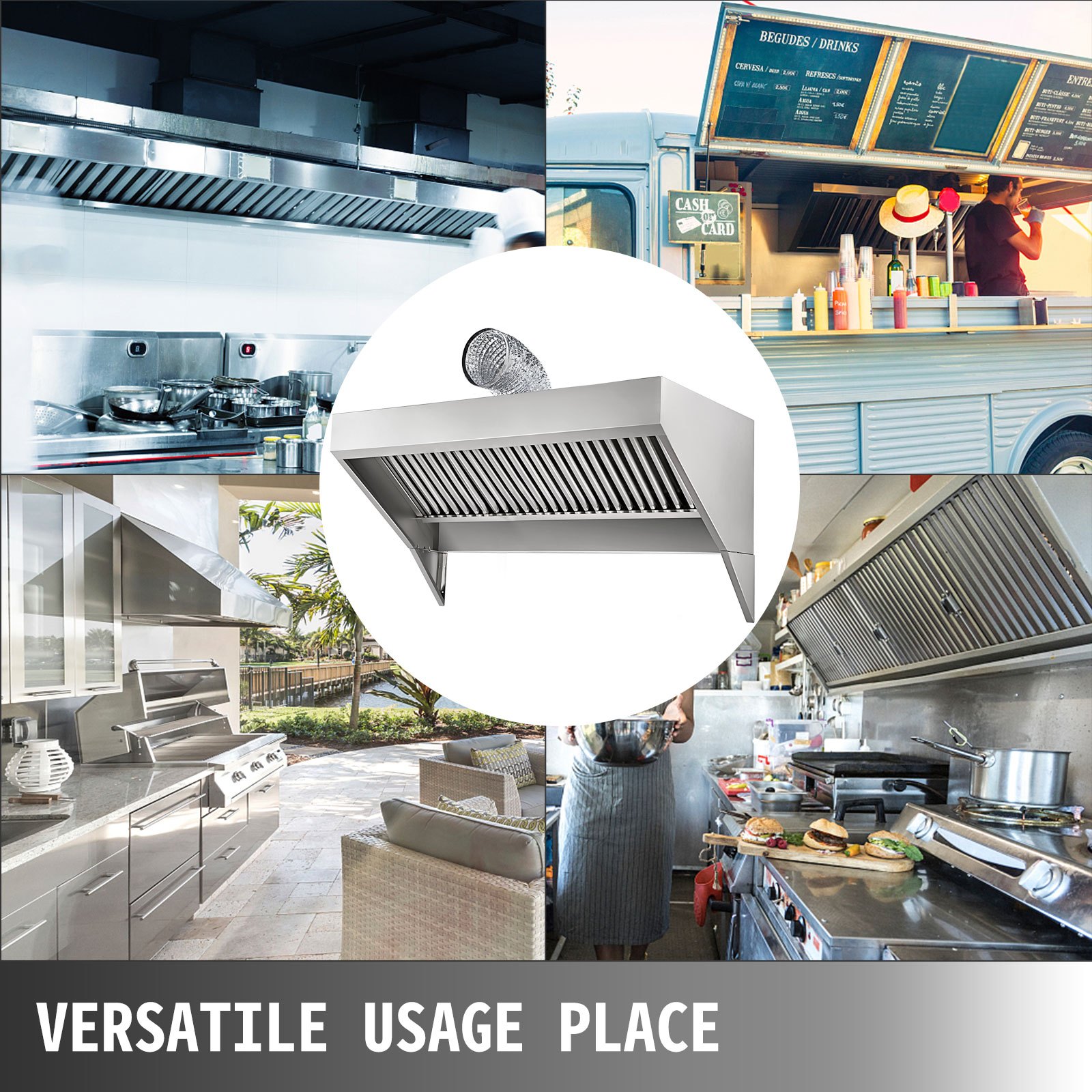 Concession Hood Exhaust, Food Truck Hood Exhaust, 6FT Long, Concession Vent Hood