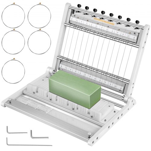 VEVOR Soap Cutter, Cuts 1-15 Bars, 0.8/1/1.2 inch Adjustable Width Slicer with Size Scale, Stainless Steel Multi Handmade Soap Wire Cutting Machine for Candles Trimming Cheese Butter DIY Making Tool
