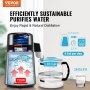 VEVOR Water Distiller, 4L 1.05 Gallon Pure Water Purifier Filter For Home Countertop, 750W Distilled Water Maker, Stainless Steel Interior Distiller Water Making Machine to Make Clean Water, Silvery