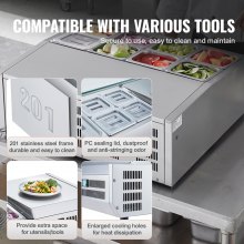 VEVOR Countertop Refrigerated Salad Pizza Prep Station 145 W Stainless Guard CE
