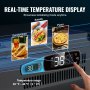 VEVOR refrigerated condiment prep station with real-time temperature display for salads, pizza, and sandwiches.