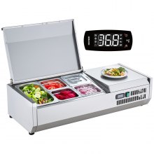VEVOR Countertop Refrigerated Salad Pizza Prep Station 130 W Stainless Guard ETL