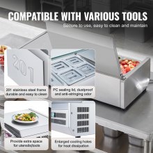 VEVOR Countertop Refrigerated Salad Pizza Prep Station 135 W Stainless Guard ETL