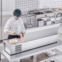 Stație de preparare pizza pentru salată frigorifică VEVOR 155 W Gardă inoxidabilă CE
