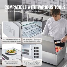 VEVOR Countertop Refrigerated Salad Pizza Prep Station 160 W Stainless Guard ETL