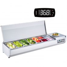 VEVOR Countertop Refrigerated Salad Pizza Prep Station 165 W Stainless Guard CE