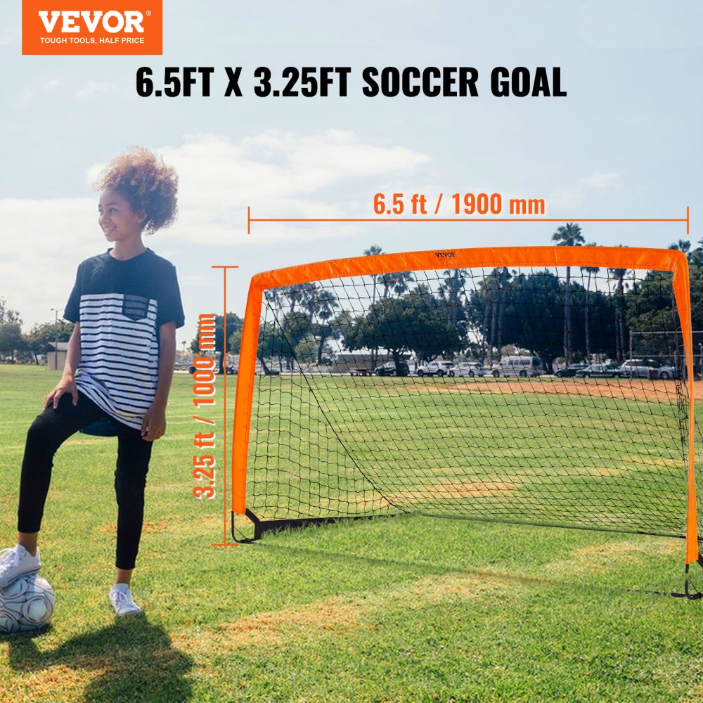 VEVOR Portable Soccer Goal 6.5X3.25 ft Kids Backyard Soccer Net Foldable Pop Up Practice Soccer Net Mini Youth Training Soccer Goal Set All-Weather