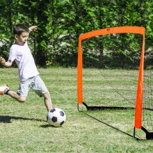Φορητό γκολ ποδοσφαίρου VEVOR, 6,5x3,25 πόδια για παιδιά ποδοσφαίρου πίσω αυλής, αναδιπλούμενο δίχτυ ποδοσφαίρου εξάσκησης αναδυόμενου ποδοσφαίρου, σετ γκολ ποδοσφαίρου Mini Youth Training, Γκολ ποδοσφαίρου εσωτερικού χώρου για παντός καιρού με τσάντα μεταφοράς