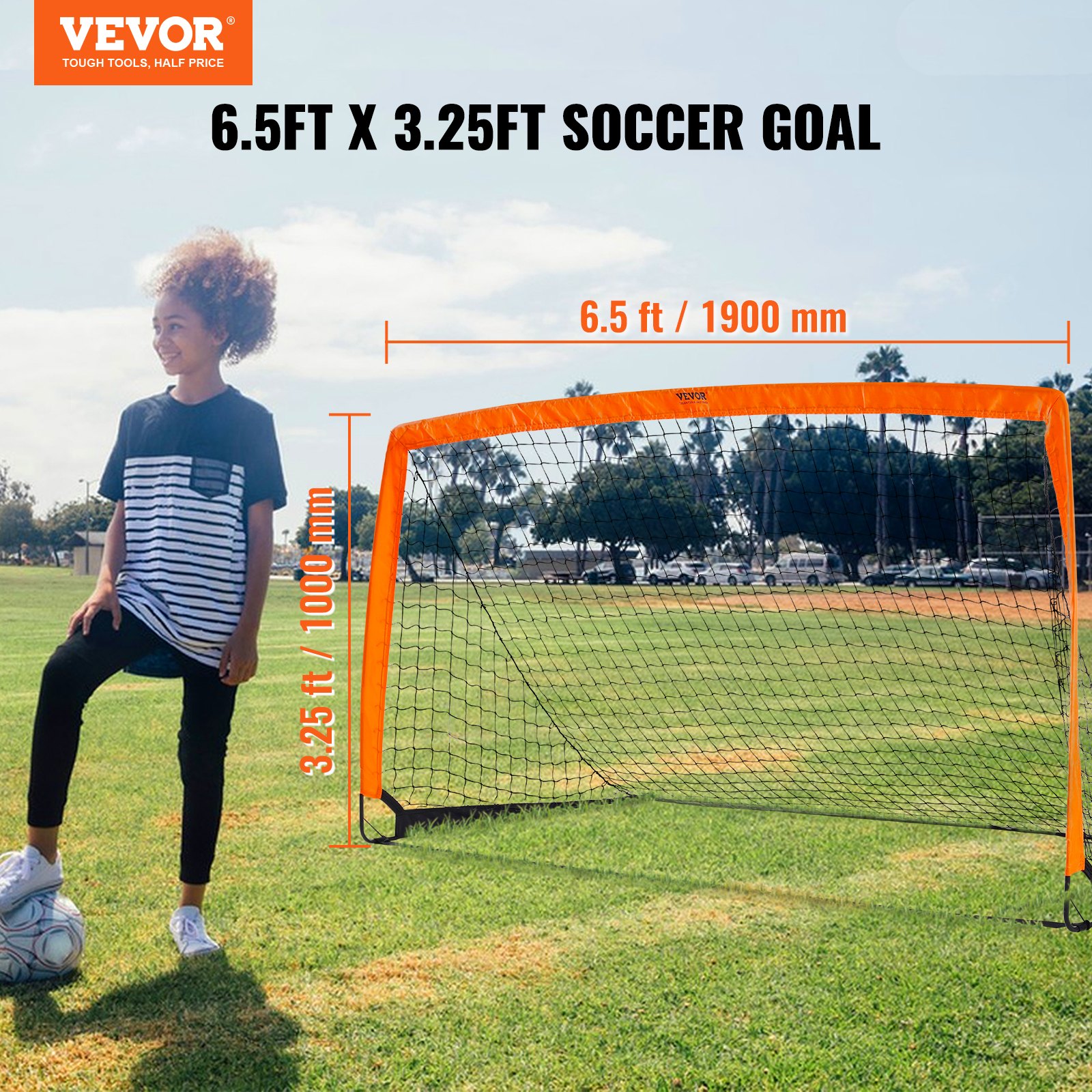 VEVOR Portable Soccer Goal,1.9x1 m Kids Backyard Soccer Net, Foldable Pop Up Practice Soccer Net, Mini Youth Training Soccer Goal Set, All-Weather Indoor Outdoor Soccer Goals with Carry Bag