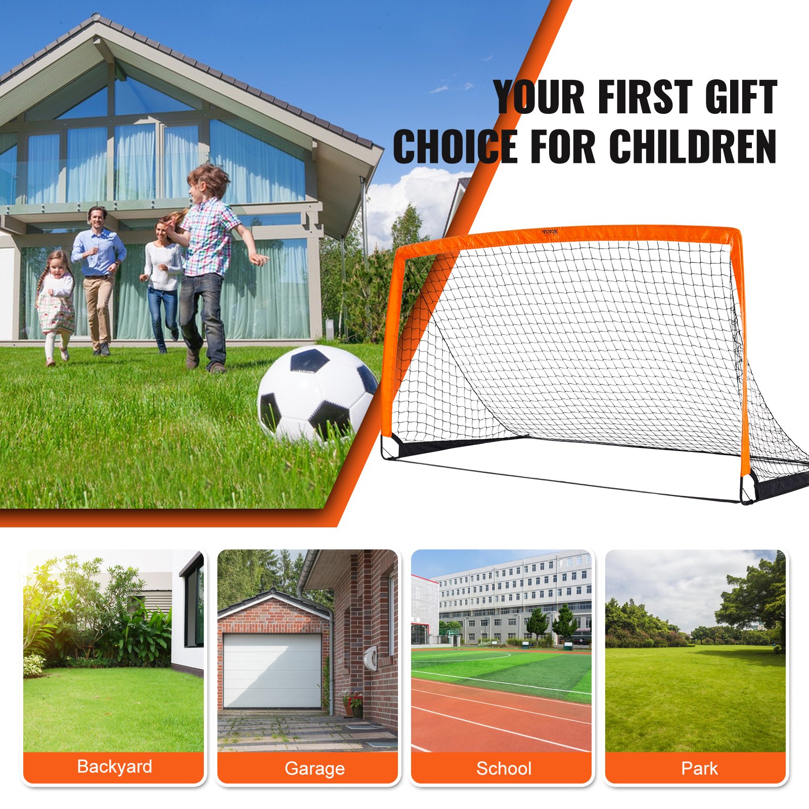 VEVOR Portable Soccer Goal,1.9x1 m Kids Backyard Soccer Net, Foldable Pop Up Practice Soccer Net, Mini Youth Training Soccer Goal Set, All-Weather Indoor Outdoor Soccer Goals with Carry Bag