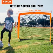 VEVOR Portable Soccer Goal, 4x3 ft Kids Backyard Soccer Net, hopfällbart Pop Up träningsfotbollsnät, Mini Youth Training Soccer Måluppsättning, All-weather Indoor Outdoor Fotbollsmål med bärväska, 2-pack
