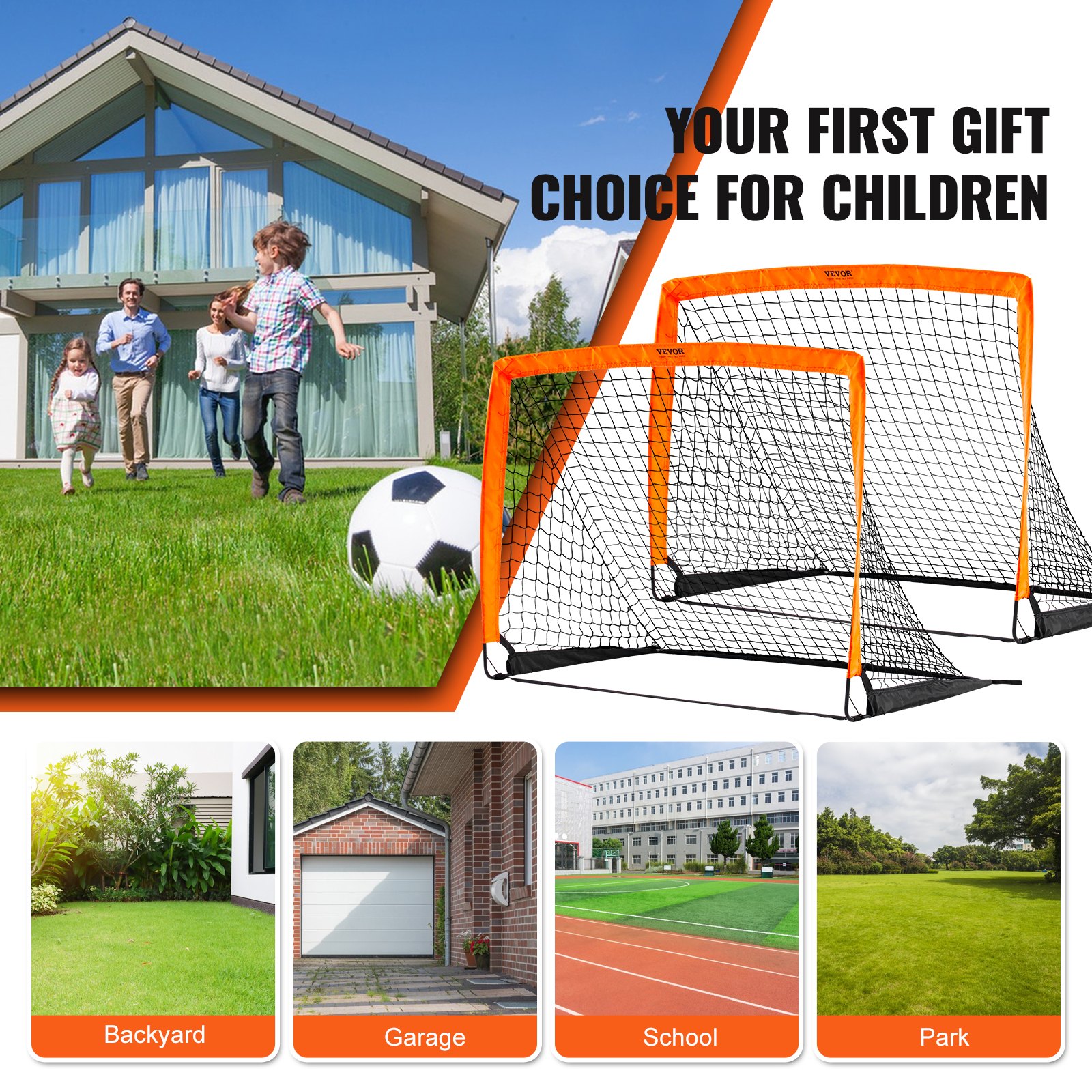 VEVOR Portable Soccer Goal, 1.2x0.9M Kids Backyard Soccer Net, Foldable Pop Up Practice Soccer Net, Mini Youth Training Soccer Goal Set, All-Weather Indoor Outdoor Soccer Goals with Carry Bag, 2 Pack