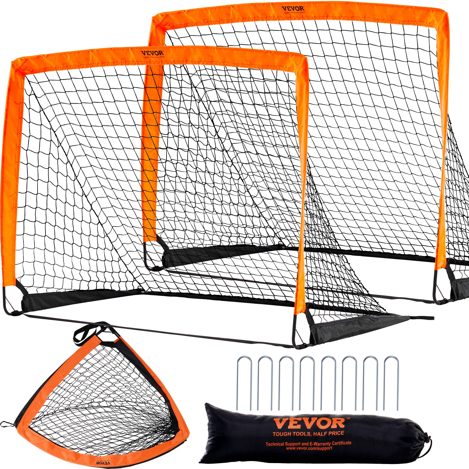 VEVOR Portable Soccer Goal, 1.2x0.9M Kids Backyard Soccer Net, Foldable Pop Up Practice Soccer Net, Mini Youth Training Soccer Goal Set, All-Weather Indoor Outdoor Soccer Goals with Carry Bag, 2 Pack