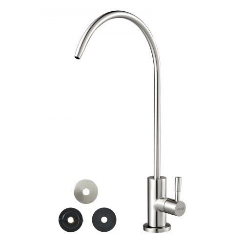 VEVOR Stainless Steel Faucet, Lead-Free Drinking Water Faucets, Reverse Osmosis Faucet with Solid Brass Valve, High Arch Filtered Water Faucets For Kitchen Sink, Bar Counter, Cafe Shop, Brushed Nickel