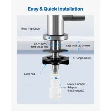 VEVOR Stainless Steel Faucet, Lead-Free Drinking Water Faucets, Reverse Osmosis Faucet with Solid Brass Valve, High Arch Filtered Water Faucets For Kitchen Sink, Bar Counter, Cafe Shop, Brushed Nickel