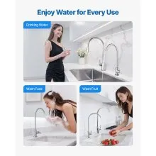 VEVOR Stainless Steel Faucet, Lead-Free Drinking Water Faucets, Reverse Osmosis Faucet with Solid Brass Valve, High Arch Filtered Water Faucets For Kitchen Sink, Bar Counter, Cafe Shop, Brushed Nickel
