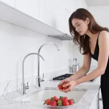 VEVOR Stainless Steel Faucet, Lead-Free Drinking Water Faucets, Reverse Osmosis Faucet with Solid Brass Valve, High Arch Filtered Water Faucets For Kitchen Sink, Bar Counter, Cafe Shop, Brushed Nickel