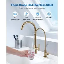 VEVOR Stainless Steel Faucet, Lead-Free Water Purifier Faucet, Filter Water Faucets With Solid Brass Valve, Anti-Rust & Durability Ro Water Faucets For Kitchen, Bar Counter, Cafe Shop, Brushed Gold