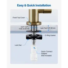 VEVOR Stainless Steel Faucet, Lead-Free Water Purifier Faucet, Filter Water Faucets With Solid Brass Valve, Anti-Rust & Durability Ro Water Faucets For Kitchen, Bar Counter, Cafe Shop, Brushed Gold