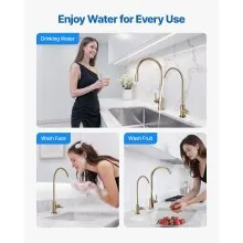 VEVOR Stainless Steel Faucet, Lead-Free Water Purifier Faucet, Filter Water Faucets With Solid Brass Valve, Anti-Rust & Durability Ro Water Faucets For Kitchen, Bar Counter, Cafe Shop, Brushed Gold