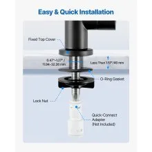 VEVOR Stainless Steel Faucet, Lead-Free Water Purifier Faucets, Reverse Osmosis Faucet with Solid Brass Valve, High Arch Drinking Water Faucets For Kitchen Sink, Bar Counter, Cafe Shop, Matte Black