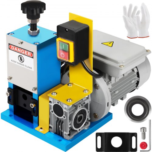 VEVOR Automatic Electric Wire Stripping Machine 0.05"-0.98", Cable Wire Stripping Machine, Portable Wire Stripper Machine for Scrap Copper Recycling, Including A Extra Blade(Blue)