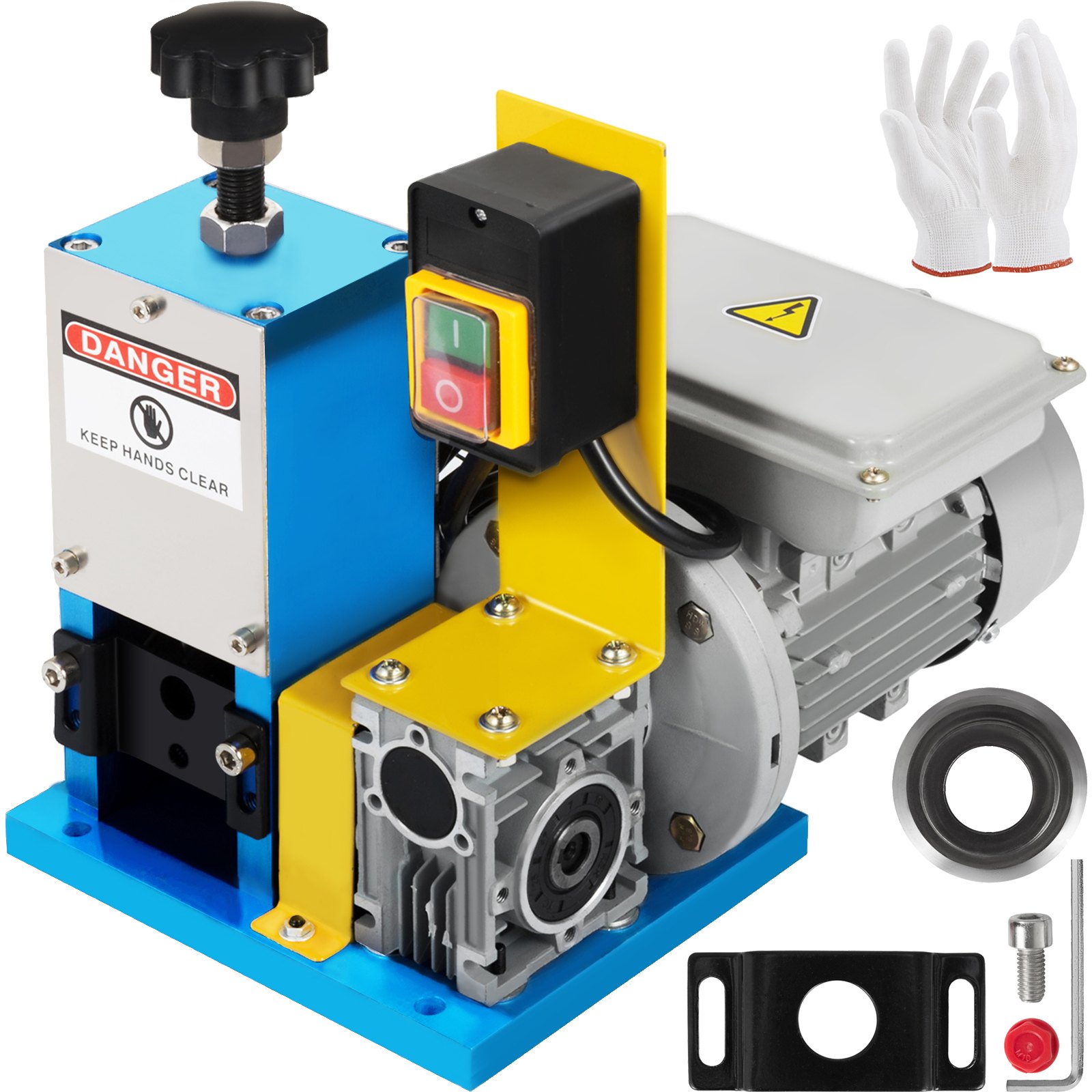 VEVOR Automatic Electric Wire Stripping Machine 0.05"-0.98", Cable Wire Stripping Machine, Portable Wire Stripper Machine for Scrap Copper Recycling, Including A Extra Blade(Blue)