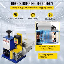 VEVOR Cable Wire Stripping Machine 1.5-25mm Dark Blue Wire Stripping Machine 1 Channels Tool Manual Hand Cranked Industrial Wire Stripping Recycle +Cutter Blade (Dark Blue/Cutter Blade)