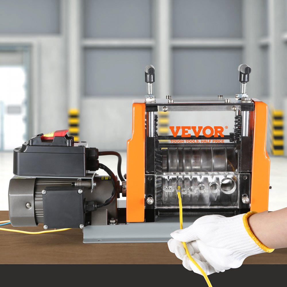 VEVOR Automatic Wire Stripping Machine, 1.5mm-25mm Electric Motorized Cable Stripper, 60 W, Wire Peeler with Visible Stripping Depth Reference, 6 Round & 1 Flat Channels for Scrap Copper Recycling