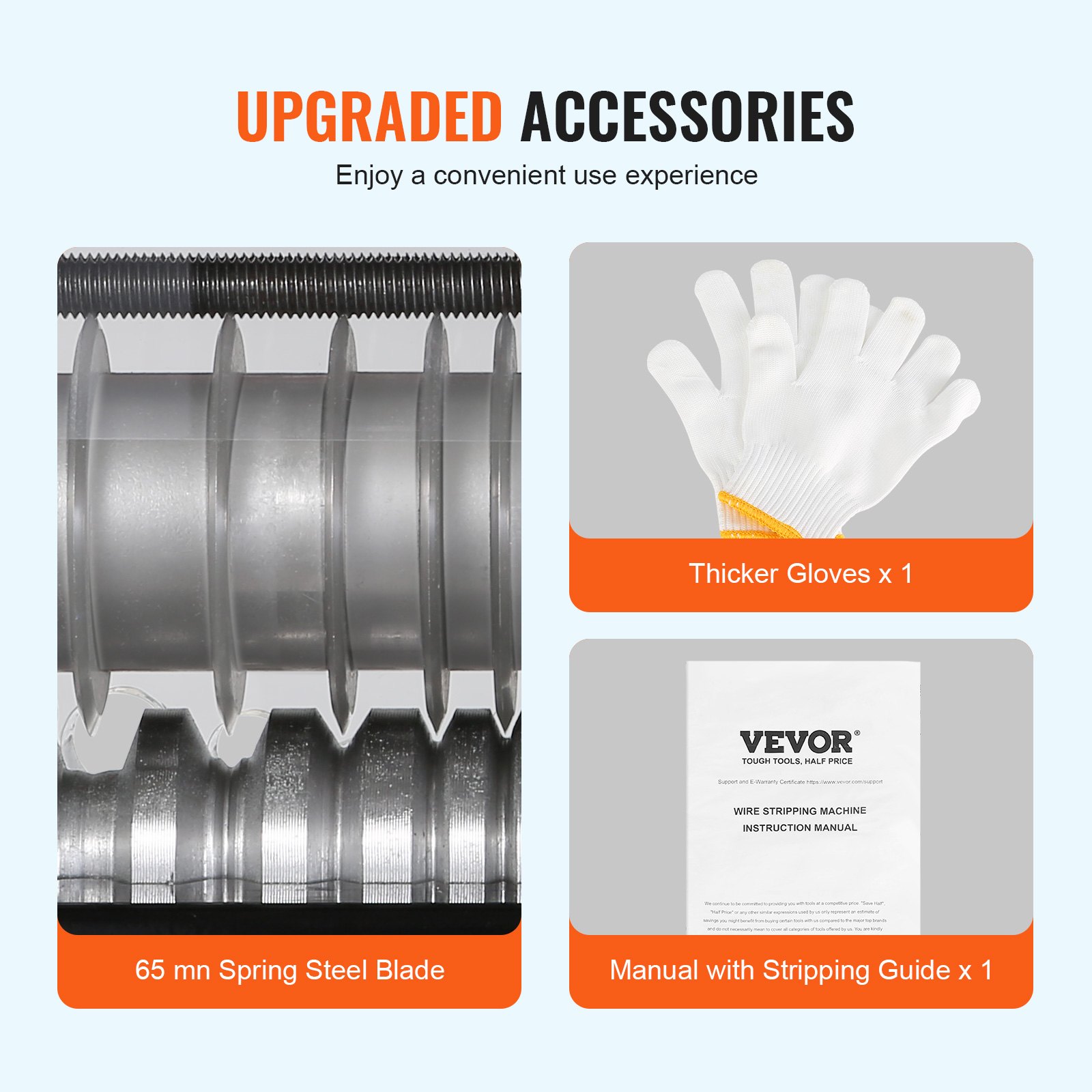 VEVOR Automatic Wire Stripping Machine, 1.5mm-25mm Electric Motorized Cable Stripper, 60 W, Wire Peeler with Visible Stripping Depth Reference, 6 Round & 1 Flat Channels for Scrap Copper Recycling