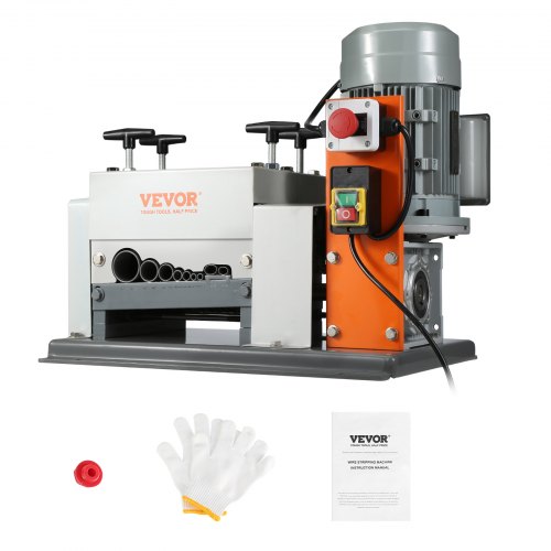 VEVOR Automatic Wire Stripping Machine, 0.06''-1.575'' Electric Motorized Cable Stripper, 1500 W, 88 ft/min Wire Peeler with Double Blades (Cut/Peel), 9 Channels for Scrap Copper Recycling
