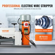 VEVOR Automatic Wire Stripping Machine, 0.06''-1.575'' Electric Motorized Cable Stripper, 1500 W, 88 ft/min Wire Peeler with Double Blades (Cut/Peel), 9 Channels for Scrap Copper Recycling