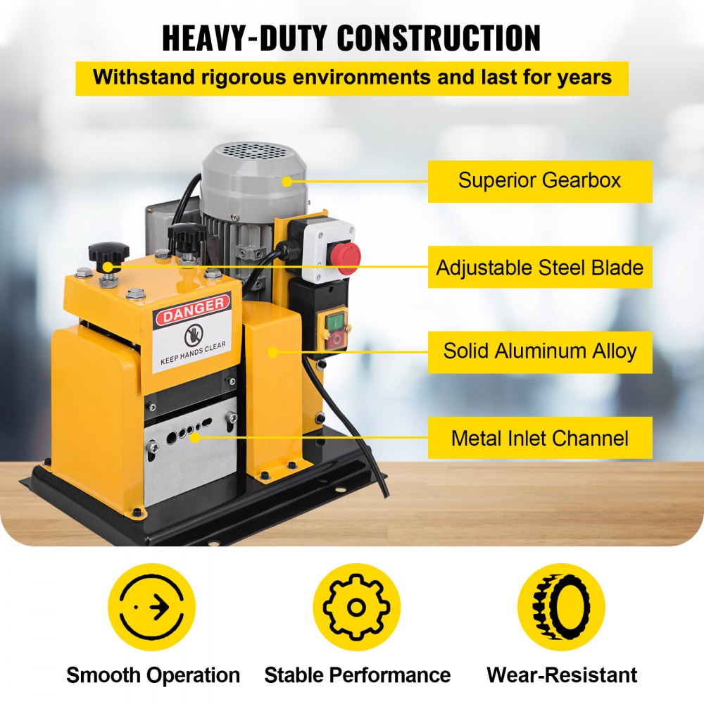VEVOR Wire Stripping Machine 0.079"- 0.79" OD, Automatic Wire Stripping Machine 4 Cutting Channels & 1 Cutting Slot,Wire Stripping Tool 5-Blade, for Copper Recycling