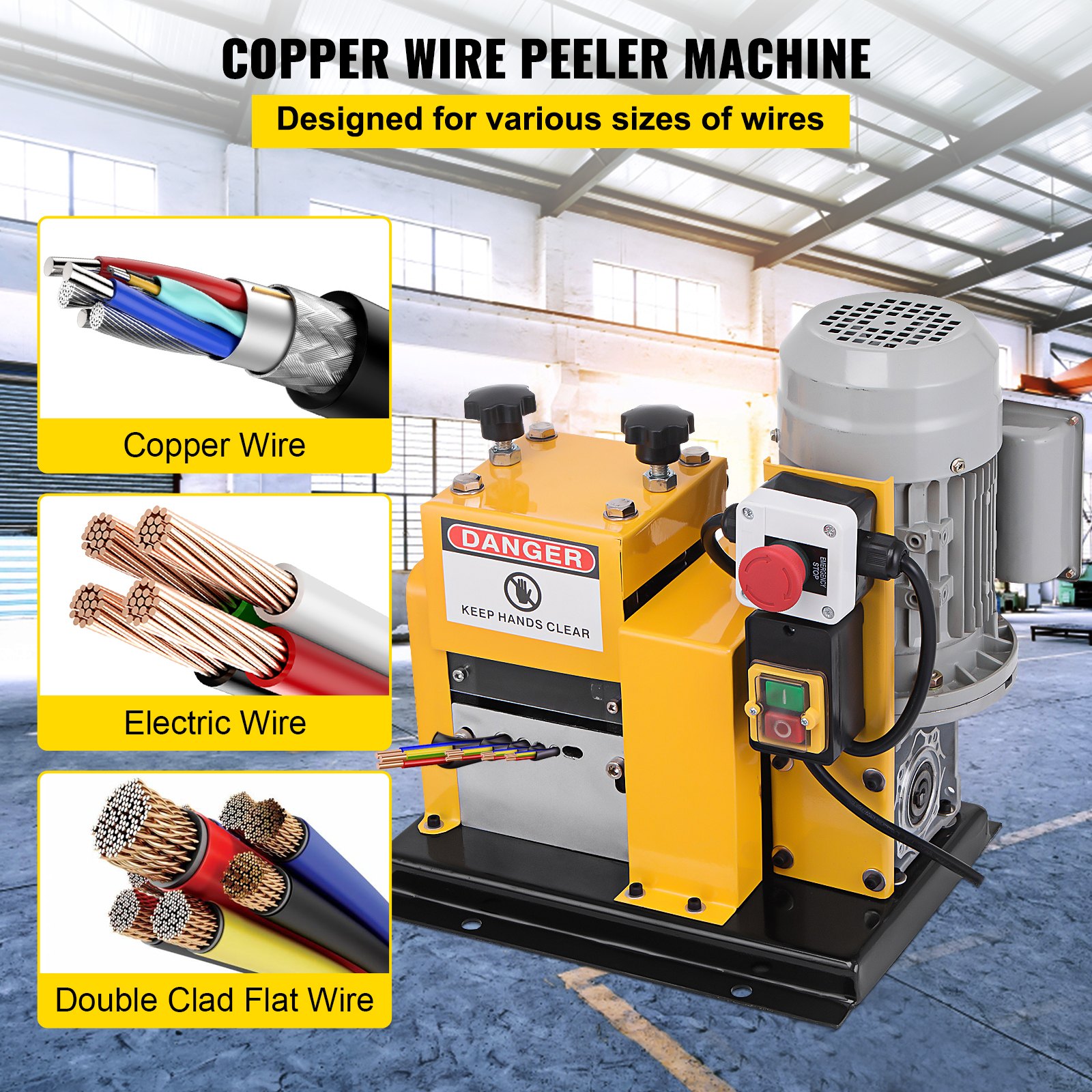 VEVOR Wire Stripping Machine 0.079"- 0.79" OD, Automatic Wire Stripping Machine 4 Cutting Channels & 1 Cutting Slot,Wire Stripping Tool 5-Blade, for Copper Recycling