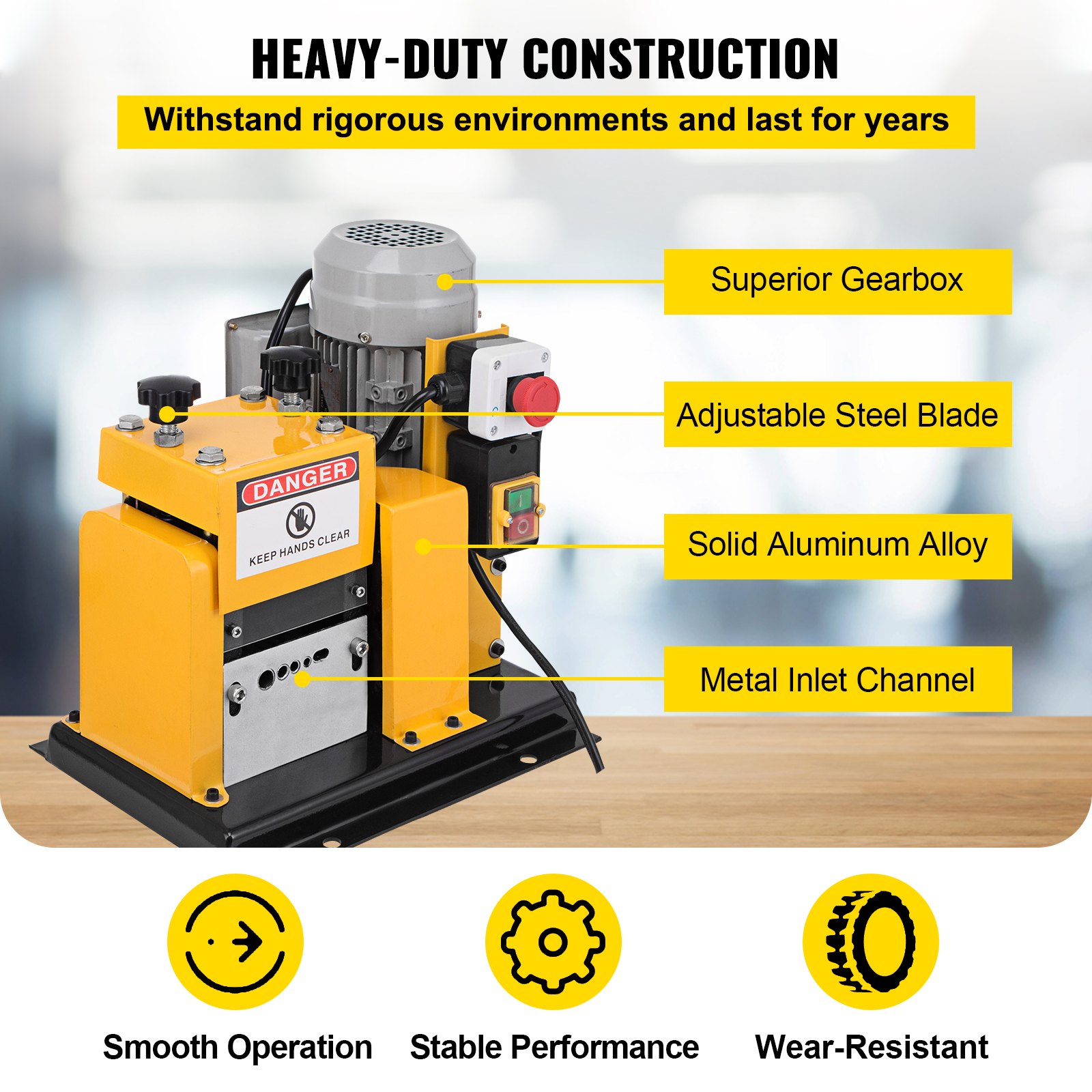 VEVOR Wire Stripping Machine 0.079"- 0.79" OD, Automatic Wire Stripping Machine 4 Cutting Channels & 1 Cutting Slot,Wire Stripping Tool 5-Blade, for Copper Recycling